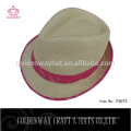 Bonitas senhoras fedora trilby chapéus com faixa de renda chapéu de palha de papel